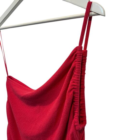 Sanctuary One Shoulder Ruched Asymmetrical Sexy Top Deep Pink Womens XXL NEW - Picture 8 of 12